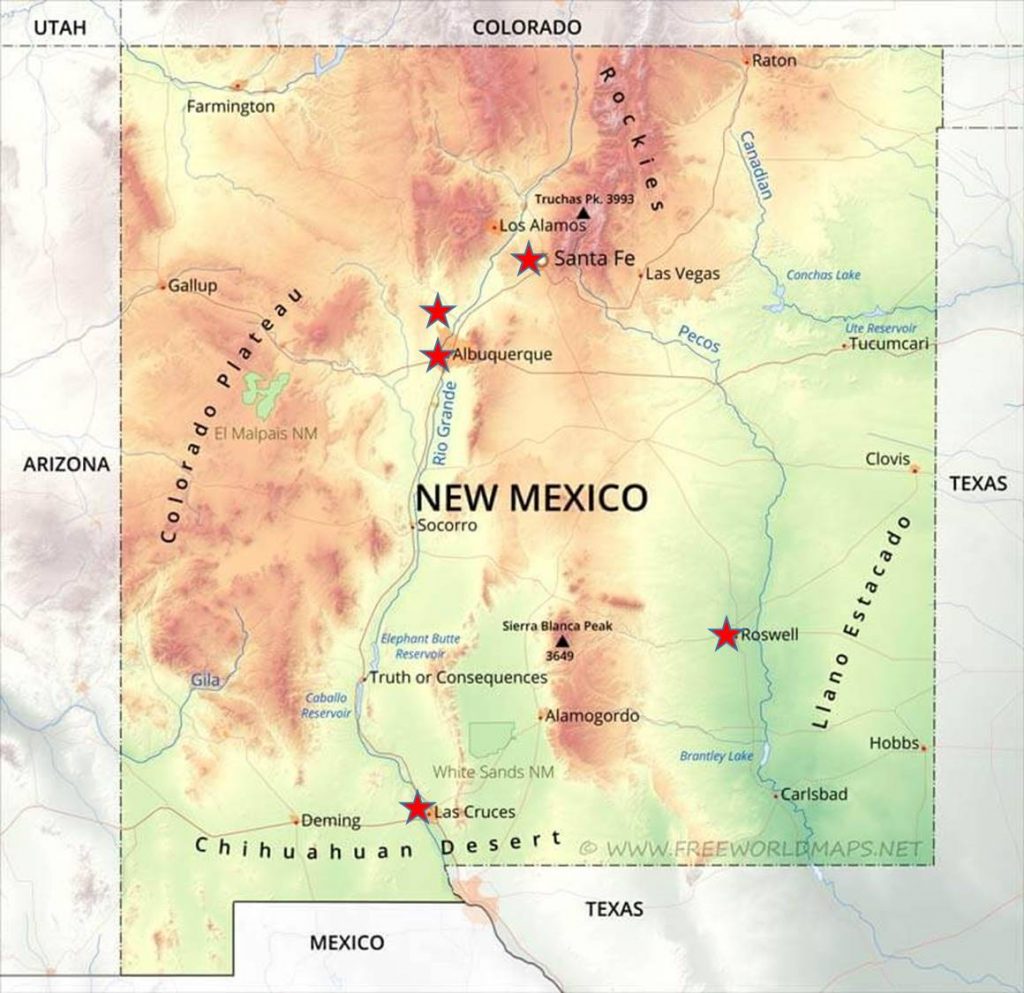 Location of the AIS clubs in New Mexico